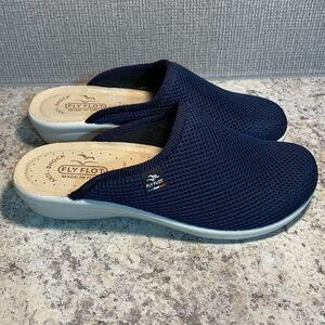 Fly Flot Navy Blue Mesh Clogs Leather Insole 7.5
